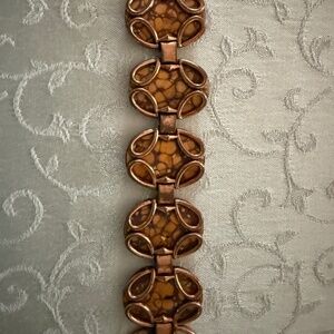 RARE-Signed  Matisse Topaz Enamel Copper Link  7" Bracelet-RETRO